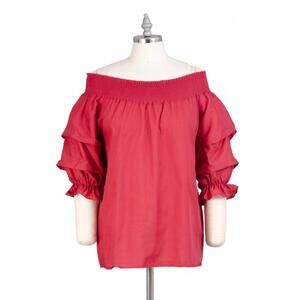 NEW KARA CHIC women's off shoulder top in burgandy